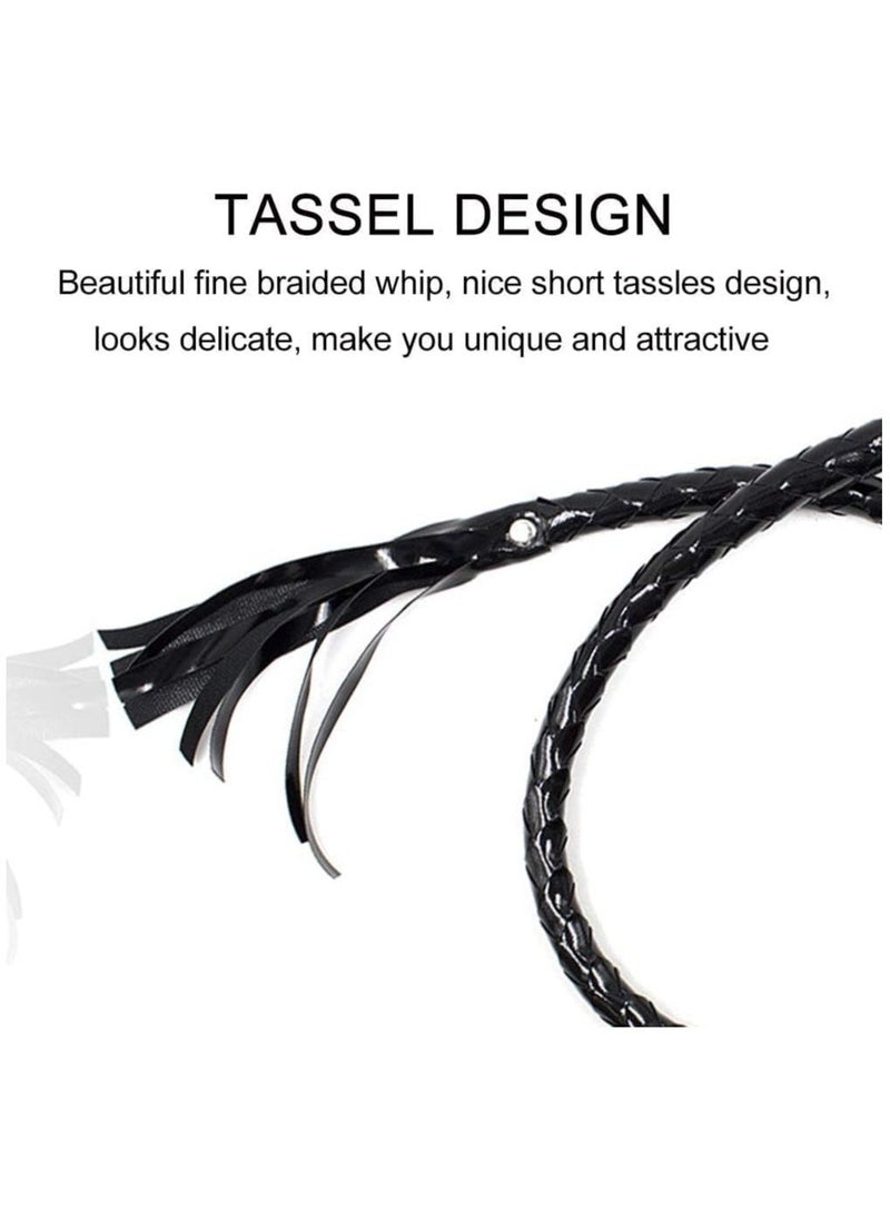 Excefore Riding Crop for Horses 55inches Faux Leather Black Whip Costume Whip Handmade Bullwhip Horse Riding Crops Equestrianism Whips for Stage Performance Racing Cosplay Costume Accessories  - Image 5