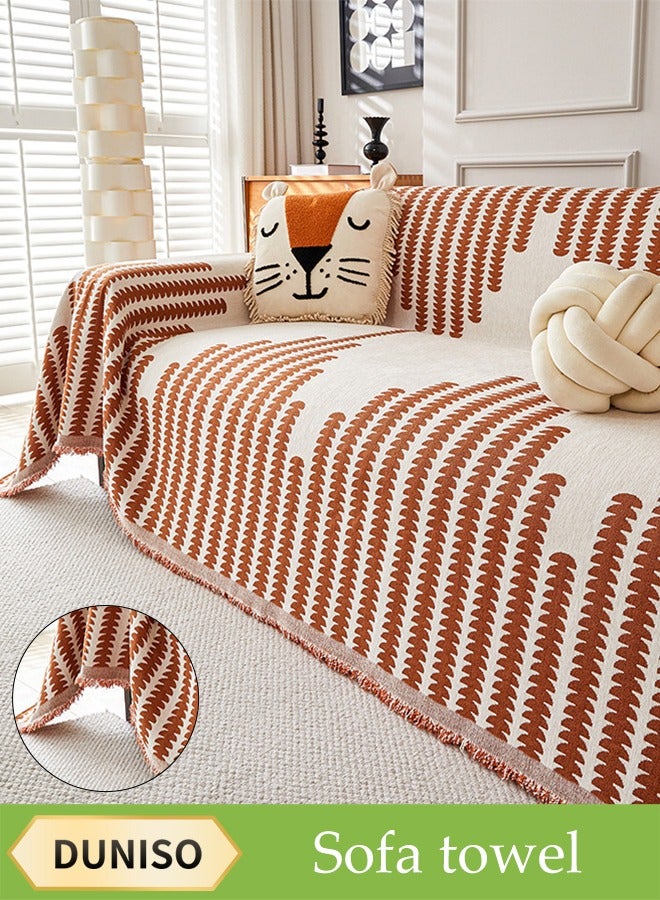 DUNISO غطاء أريكة تشينيير، غطاء حماية للأريكة من الجانبين، بطانية ناعمة قابلة للتنفس، مع خيوط، لا تتقشر بسهولة، مقاومة للاهتراء والخدوش، مناسبة لجميع الفصول، مناسبة للأرائك ذات المقعدين، 180 * 230 سم - Image 1