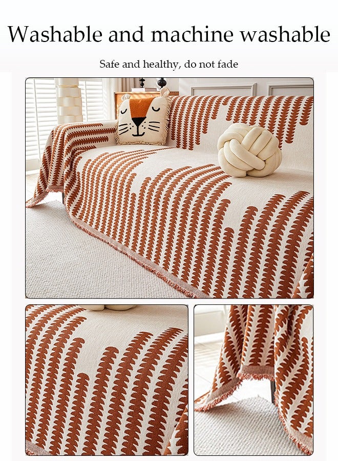 DUNISO غطاء أريكة تشينيير، غطاء حماية للأريكة من الجانبين، بطانية ناعمة قابلة للتنفس، مع خيوط، لا تتقشر بسهولة، مقاومة للاهتراء والخدوش، مناسبة لجميع الفصول، مناسبة للأرائك ذات المقعدين، 180 * 230 سم - Image 5