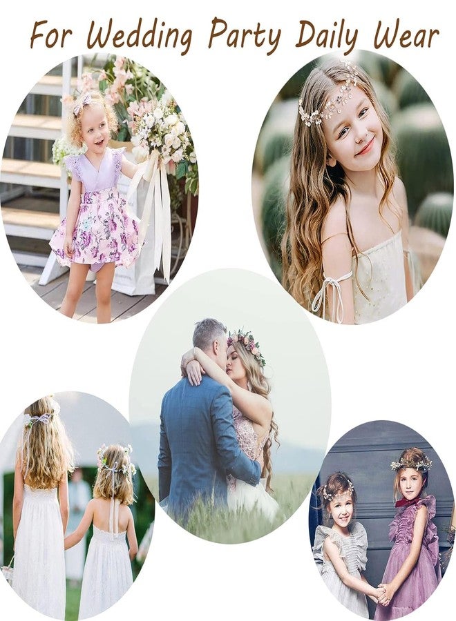 BLINE Crystal Pearl Hair Flower Girl Headband Princess Tiara for Kids Girls Women Bridal Floral Tiara Hairband for Wedding Party Dress Up Hair Accessories (Pack of 1) - Image 3