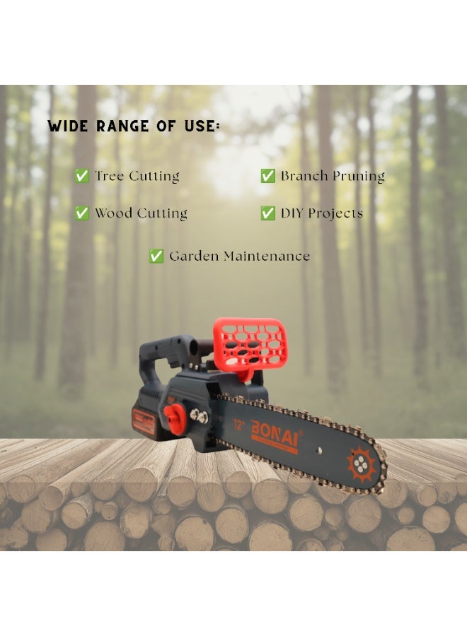BONAI 2-in-1 Cordless Chainsaw Kit, 10" & 12" Guide Bars, 2800W High-Power Motor, 18000RPM, 168V 6.0Ah Lithium Battery, Portable Electric Chain Saw for Tree Pruning & Wood Cutting - Image 4