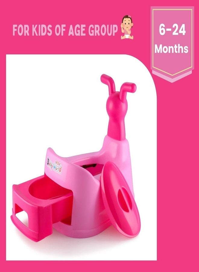 Zerya Potty Toilet Trainer Seat/Chair with Lid and High Back Support for Toddler Boys Girls (Age 7 Months to 3 Years) (Pink) - Image 2