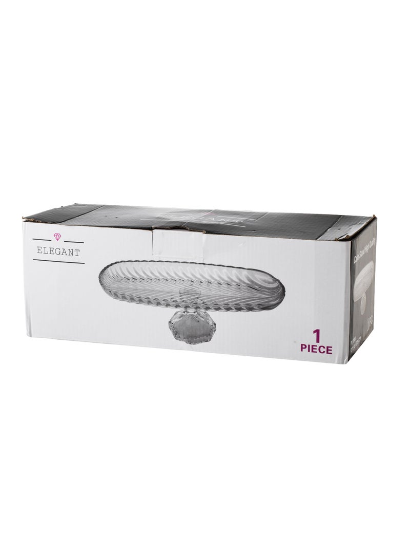 Elegant Flat glass plate decorated with a base for sweets and pastries, multi-purpose Clear 13x31 cm - Image 5