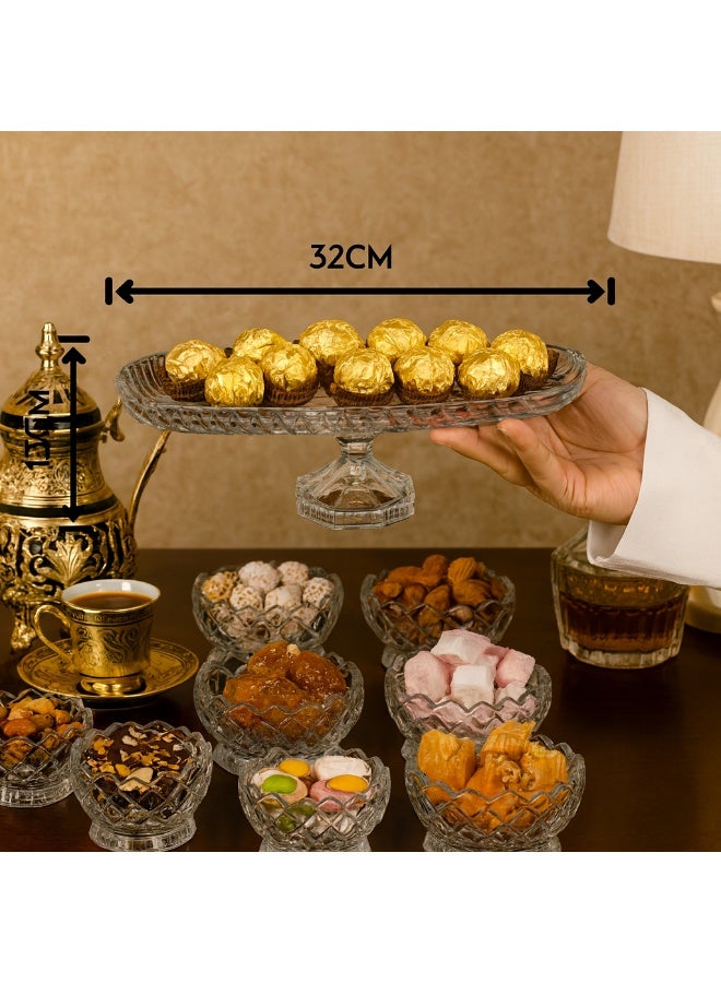 Elegant Flat glass plate decorated with a base for sweets and pastries, multi-purpose Clear 13x31 cm - Image 1