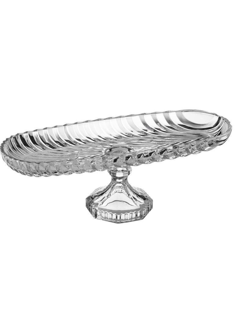 Elegant Flat glass plate decorated with a base for sweets and pastries, multi-purpose Clear 13x31 cm - Image 3