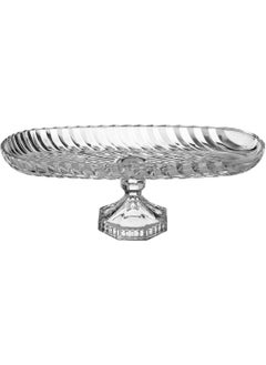 Elegant Flat glass plate decorated with a base for sweets and pastries, multi-purpose Clear 13x31 cm  - Image 1