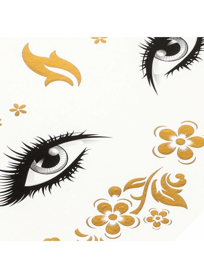 Konsait 8 Sheets Face Tattoo Sticker Metallic Temporary Transfer Tattoo Waterproof Face Jewels for Women Girls Make Up Dancer Costume Parties, Shimmer Glitter Gold Tattoos,Scale Tears Butterfly Freckl - Image 3