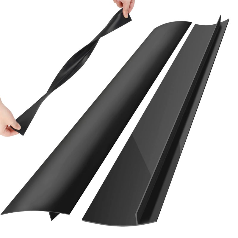 Rolett 2 Pack Silicone Stove Counter Gap Covers Heat Resistant Stove Gap Filler 21 Inch Black Stove Guard for Counter Easy to Clean