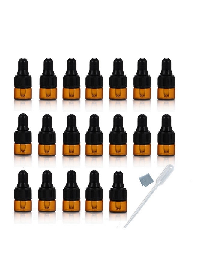ELFENSTALL 50Pcs 1Ml (1 4 Dram) Amber Mini Glass Bottle 1Cc Amber Sample Vial Small Essential Oil Bottle With Glass Eye Dropper + 1Pc Glass Clean Cloth + 1Pc 1Ml Dropper - Image 1