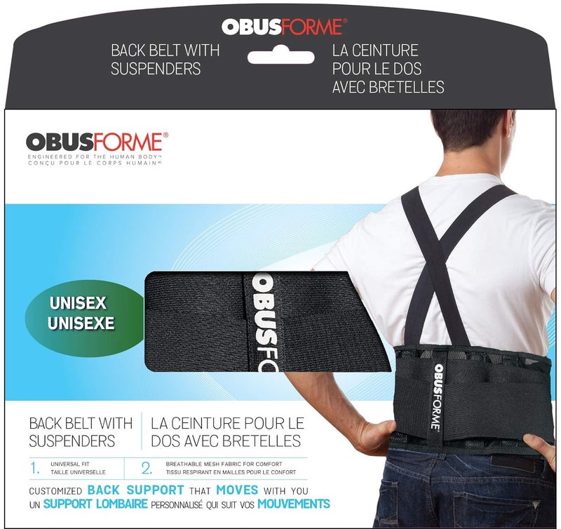 ObusForme Back Support Belt with Builtin Lumbar Support  Lower Back Brace  Breathable Lightweight with Removable Adjustable Suspenders  Unisex MediumLarge - Image 3
