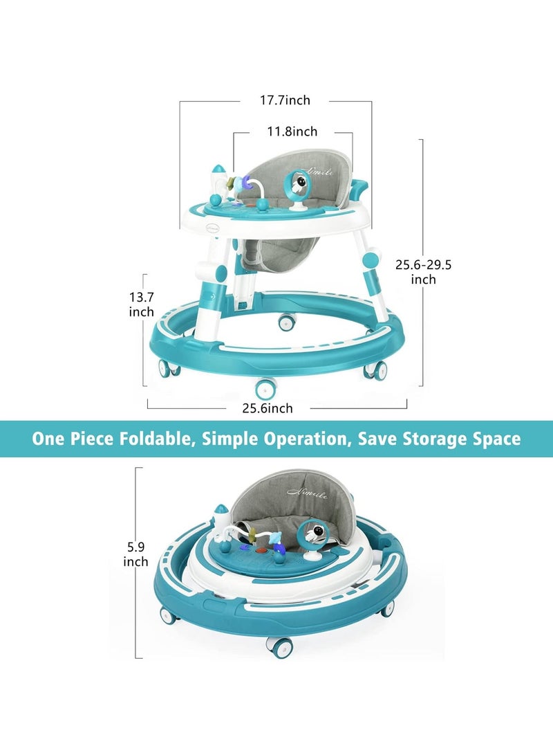 أوريتي 4 في 1 مشاة للأطفال، متعدد الوظائف الارتفاع قابل للتعديل، عربة الأطفال مع صينية الموسيقى القابلة للإزالة لعبة وسادة القدم مقعد التعلم عجلة الدوران آمنة ومريحة 6-18 شهرًا - Image 3