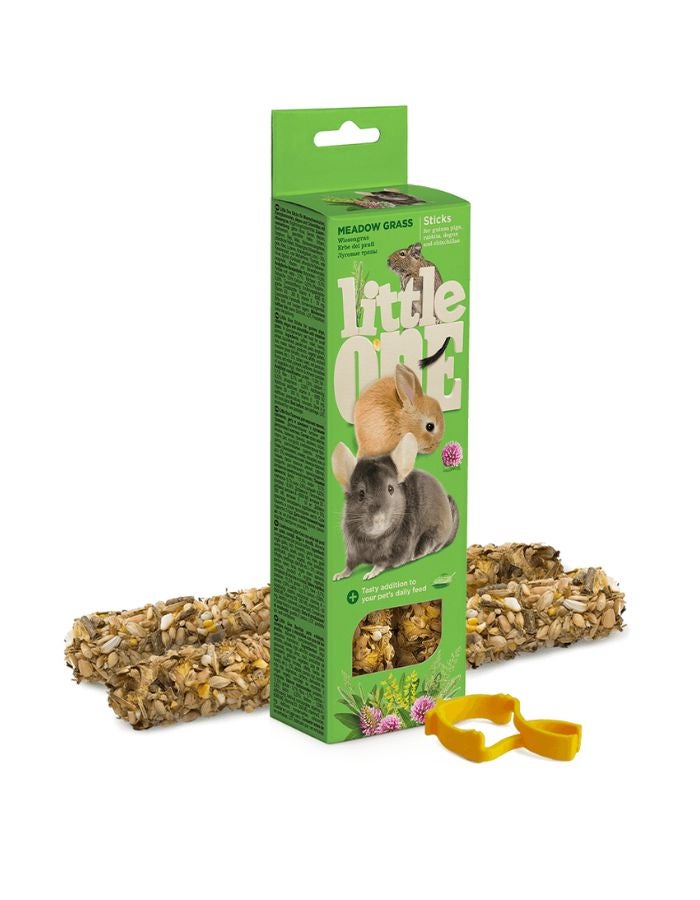 Little One Meadow Grass Sticks for Guinea Pigs, Rabbits, Degus & Chinchillas 2x55g – Crunchy Edible Treats
