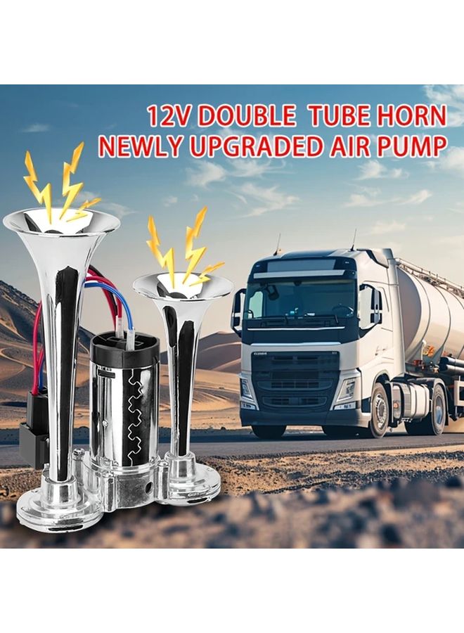 Thick Version Loud Dual Trumpet Air Horn 12V 24V With Compressor For Trucks Cars - Image 2