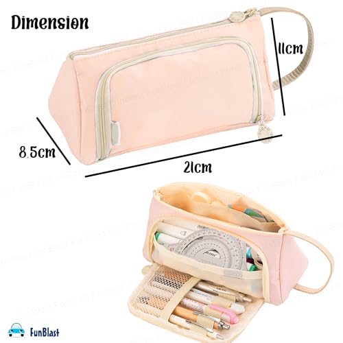FunBlast Pouches for Girls - Multipurpose Zipper Pouches for Kids & Adults, Stationary Organizer Bag, Makeup Pouch, Cosmetic Pouch, Toiletry Bag, Water Resistance Pouch for Travel Accessories (Pink) - Image 3