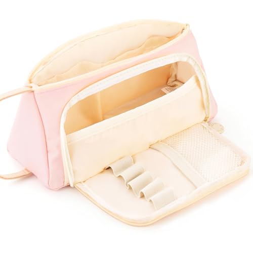 FunBlast Pouches for Girls - Multipurpose Zipper Pouches for Kids & Adults, Stationary Organizer Bag, Makeup Pouch, Cosmetic Pouch, Toiletry Bag, Water Resistance Pouch for Travel Accessories (Pink) - Image 1