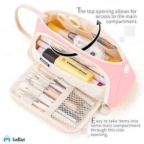 FunBlast Pouches for Girls - Multipurpose Zipper Pouches for Kids & Adults, Stationary Organizer Bag, Makeup Pouch, Cosmetic Pouch, Toiletry Bag, Water Resistance Pouch for Travel Accessories (Pink) - Image 4