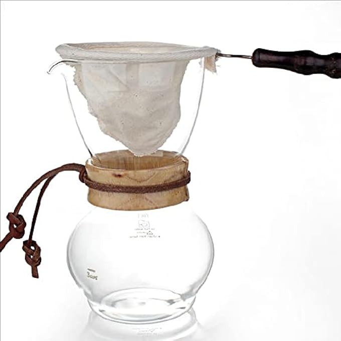 CENPEK 2 Pcs Coffee Filter Cloth Tea Filter Handmade Cafe Flannel Cloth Filter Bag Tea Strainer Coffee Sock Bag Reusable Flannel Coffee Dripper With Wooden Handle For Home Office Handmade Cafe Use - Image 3