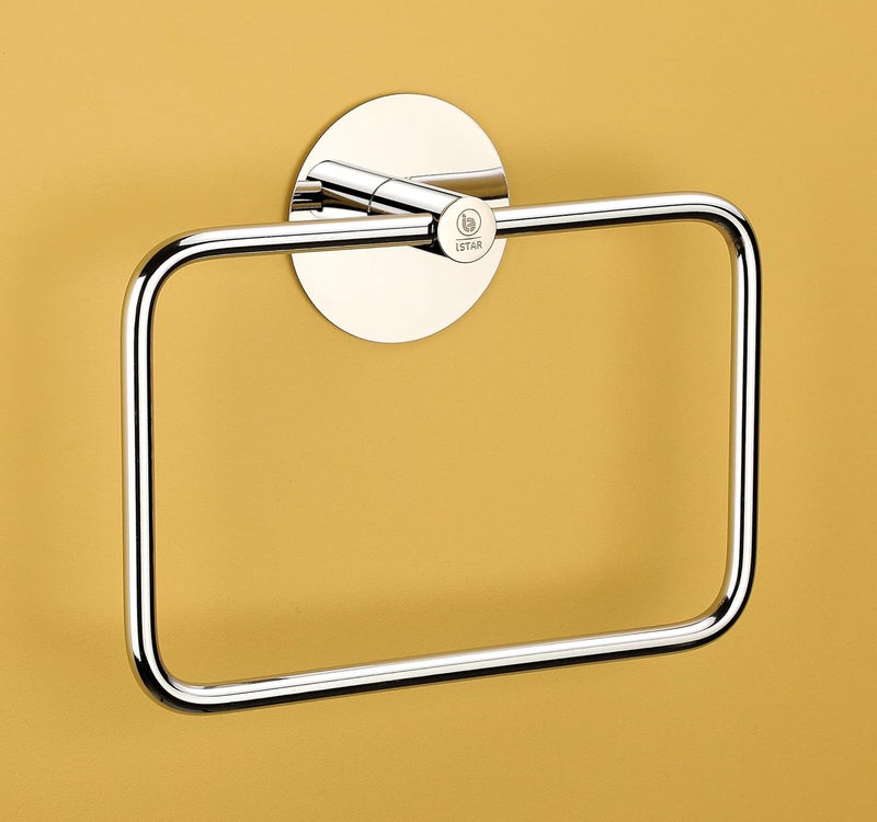 iSTAR Self Adhesive Stainless Steel Square Towel Ring Napkin Towel Hanger for Washbasin Anti Rust Strong Sticker Towel Holder for Bathroom Napkin Holder,Bathroom Accessories (Pack of 1) - Image 1