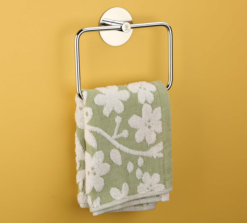 iSTAR Self Adhesive Stainless Steel Square Towel Ring Napkin Towel Hanger for Washbasin Anti Rust Strong Sticker Towel Holder for Bathroom Napkin Holder,Bathroom Accessories (Pack of 1) - Image 2
