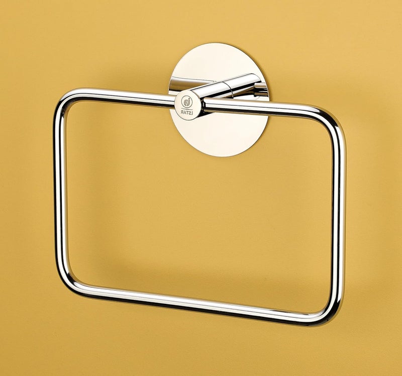 iSTAR Self Adhesive Stainless Steel Square Towel Ring Napkin Towel Hanger for Washbasin Anti Rust Strong Sticker Towel Holder for Bathroom Napkin Holder,Bathroom Accessories (Pack of 1) - Image 3