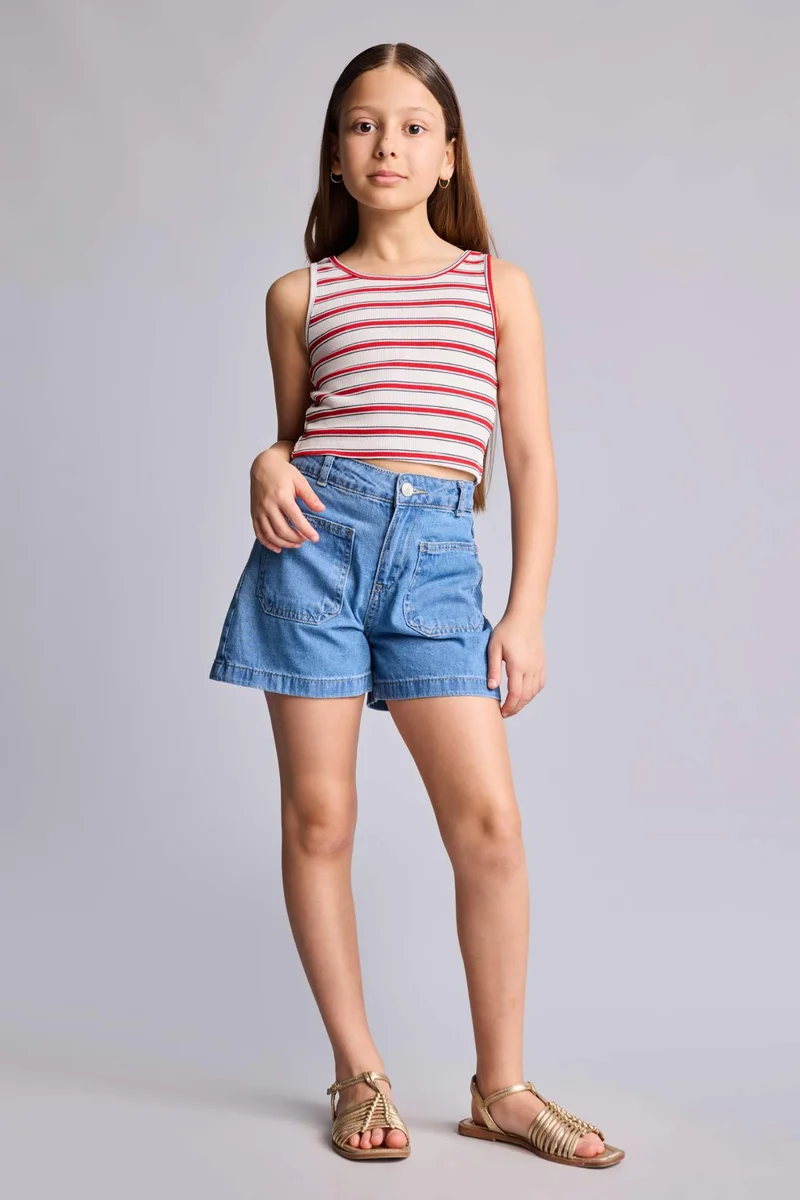 ديفاكتو Girl Printed Ribana Tank Top