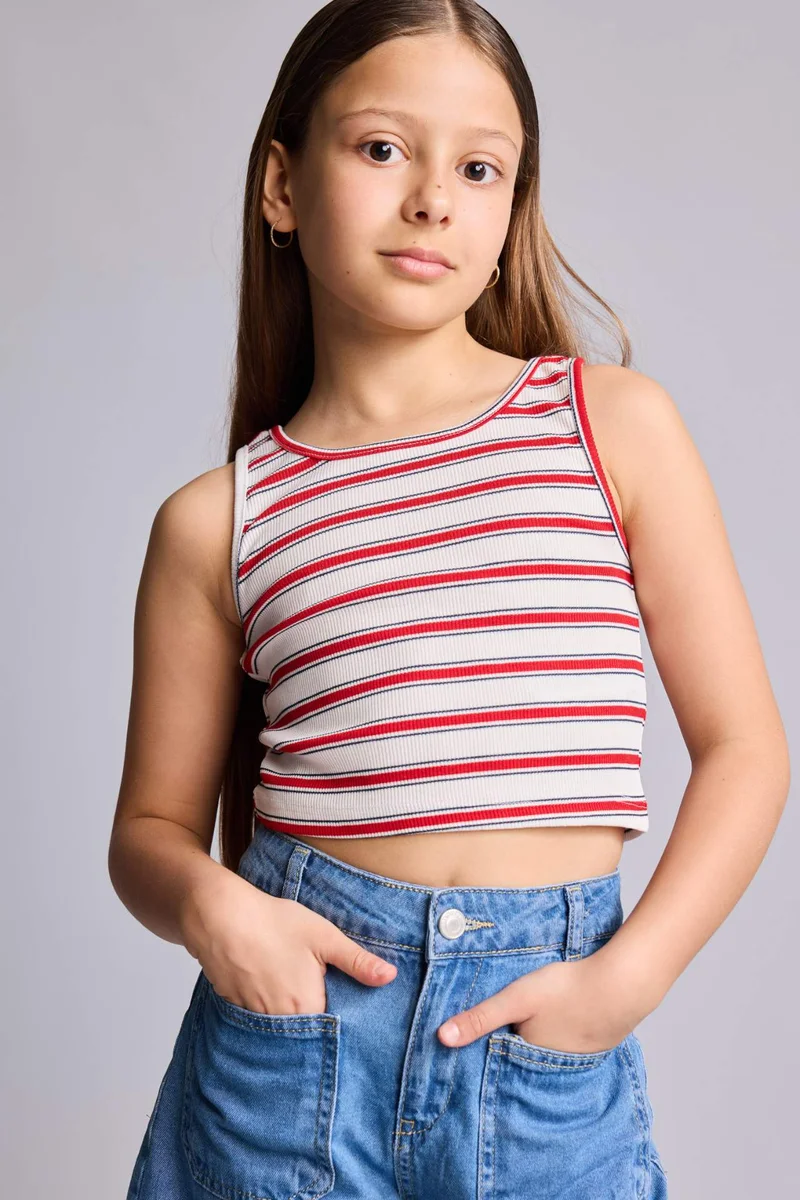 ديفاكتو Girl Printed Ribana Tank Top