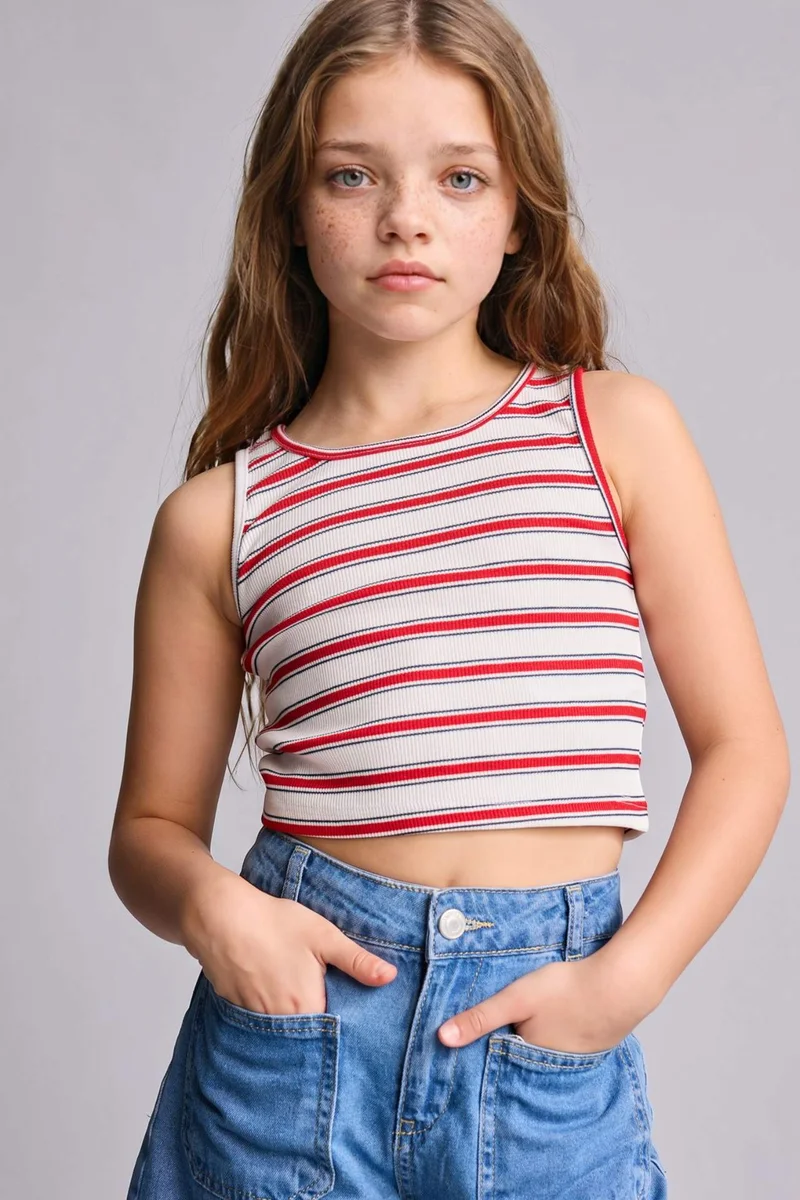 ديفاكتو Girl Printed Ribana Tank Top