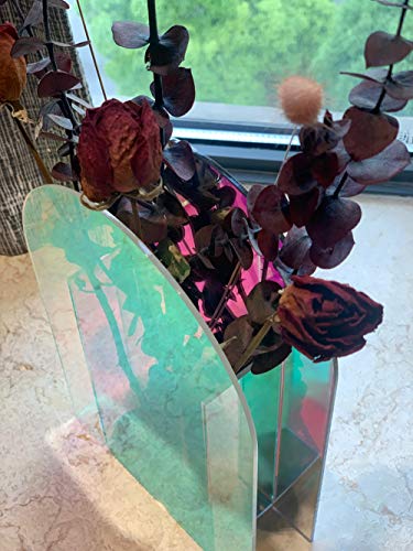 ACFENG Rainbow Acrylic Flower Vase,Iridescent Vase,Acrylic Vase,Acrylic Coloured Vase (Rainbow, 6.3''Wx1.97''Dx9.45''H) - Image 4