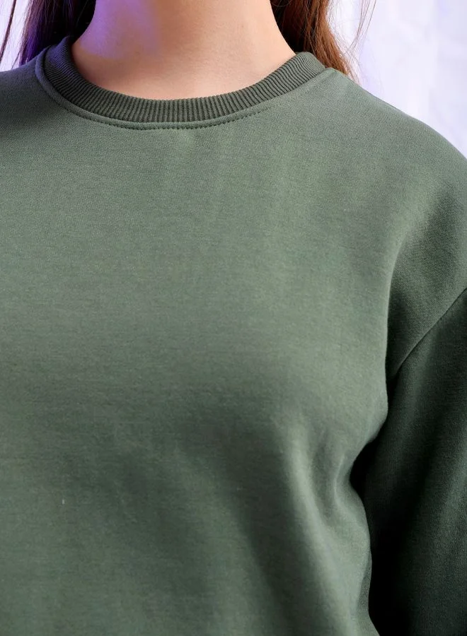 Freehand Women Regular Fit Solid Overhead Crewneck Sweatshirt
