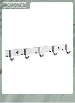 HOMESTAR Anjuer Door Hooks Hanger Rack, Aluminum Utility Organizer Towel Hooks Holder for Kithchen Bathroom, 5 Hooks Over The Door Hanger Silver  - Image 1