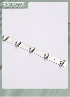 HOMESTAR Anjuer Door Hooks Hanger Rack, Aluminum Utility Organizer Towel Hooks Holder for Kithchen Bathroom, 5 Hooks Over The Door Hanger Silver  - Image 2