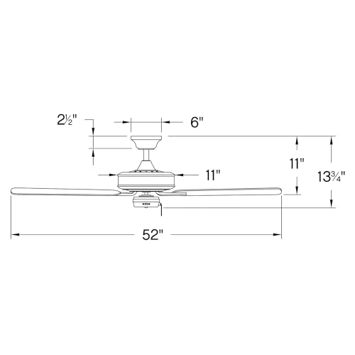 Hinkley Metro 52" Indoor Dual Mount Ceiling Fan with No Light, Traditional Style, Reversible Wooden Fan Blades, Matte Black and Walnut, Remote Sold Separately - Image 2