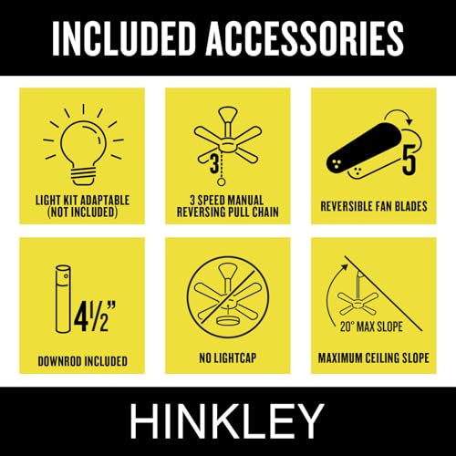 Hinkley Metro 52" Indoor Dual Mount Ceiling Fan with No Light, Traditional Style, Reversible Wooden Fan Blades, Matte Black and Walnut, Remote Sold Separately - Image 4