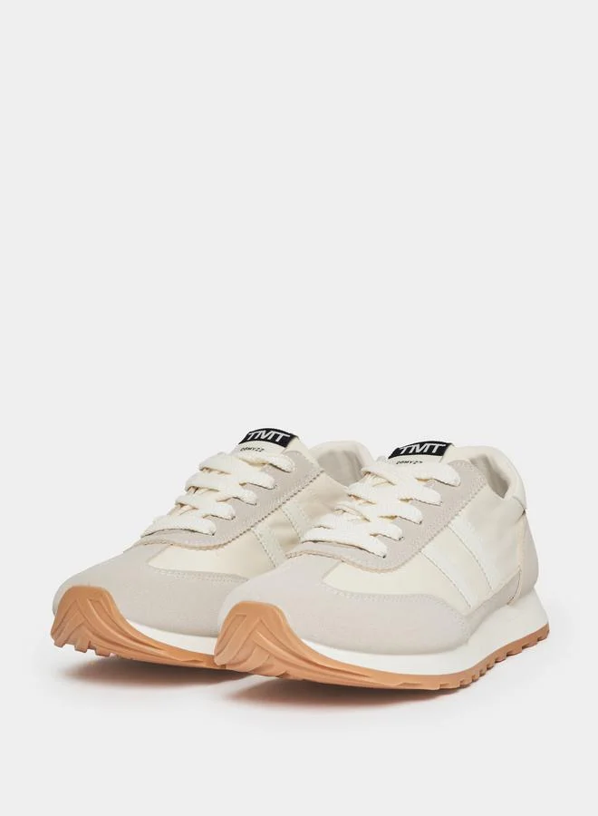 Styli Contrast Panel Lace Up Sneakers