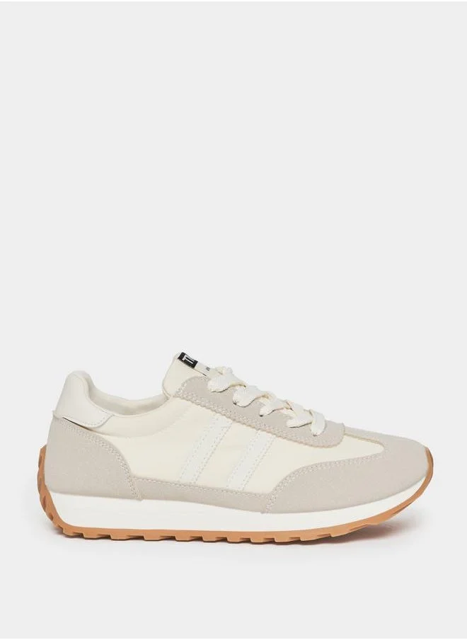 Styli Contrast Panel Lace Up Sneakers