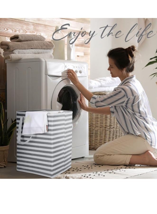 راكسوم سلة غسيل كبيرة، سلة غسيل مقاومة للماء، سلة قابلة للطي لغرفة الملابس وغرفة النوم والحمام - Image 2