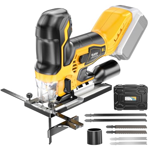 Ecarke Cordless&Brushless Jig Saw Compatible With Dewalt 20V, 3800RPM, 7 Speeds Dial Control, Free-Tool ±45° Bevel Cuts, 4 Orbital Action, Dust Blows and 6 Blades For Cutting (Only Tool) - Image 1