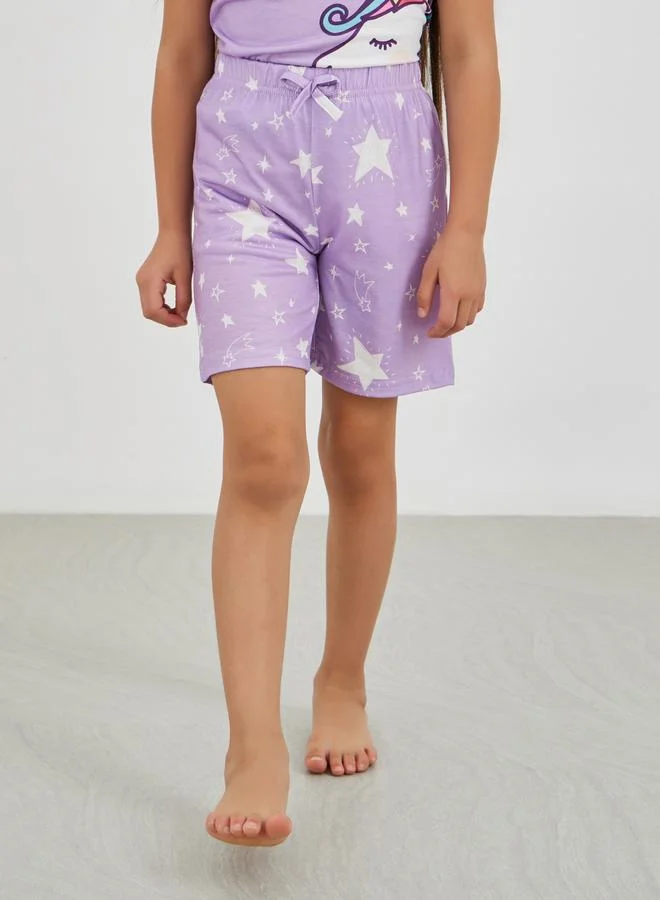 Styli Styli Unicorn Print T-Shirt and Shorts Set