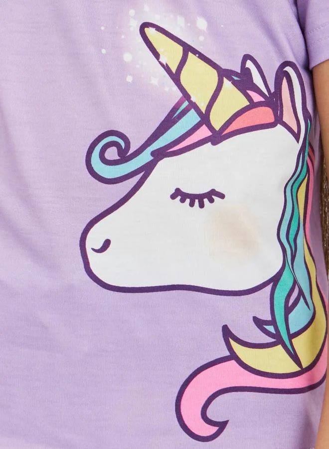 Styli Styli Unicorn Print T-Shirt and Shorts Set
