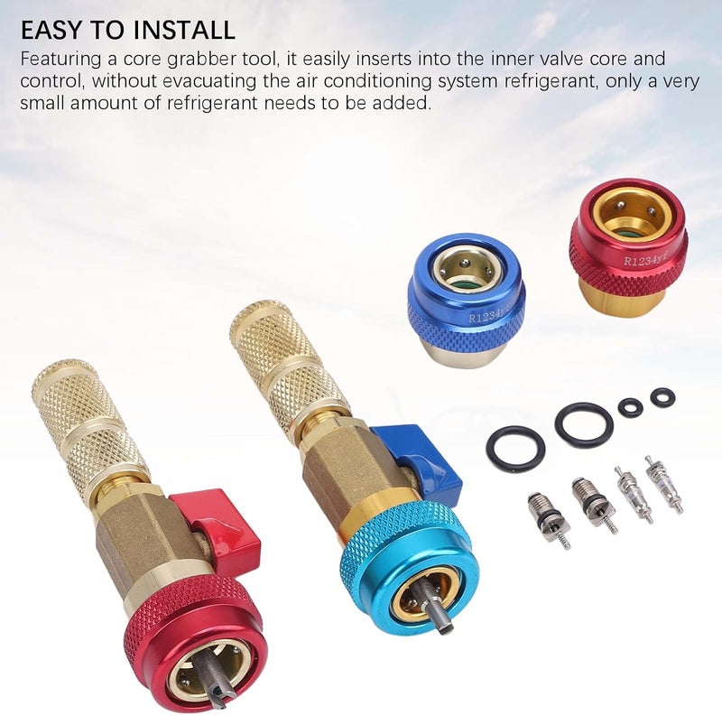 R134A Valve Core Remover and Installer Tool Kit – Quick Connect Brass & Stainless Steel AC Service Tool for Car Air Conditioning Systems - Image 2