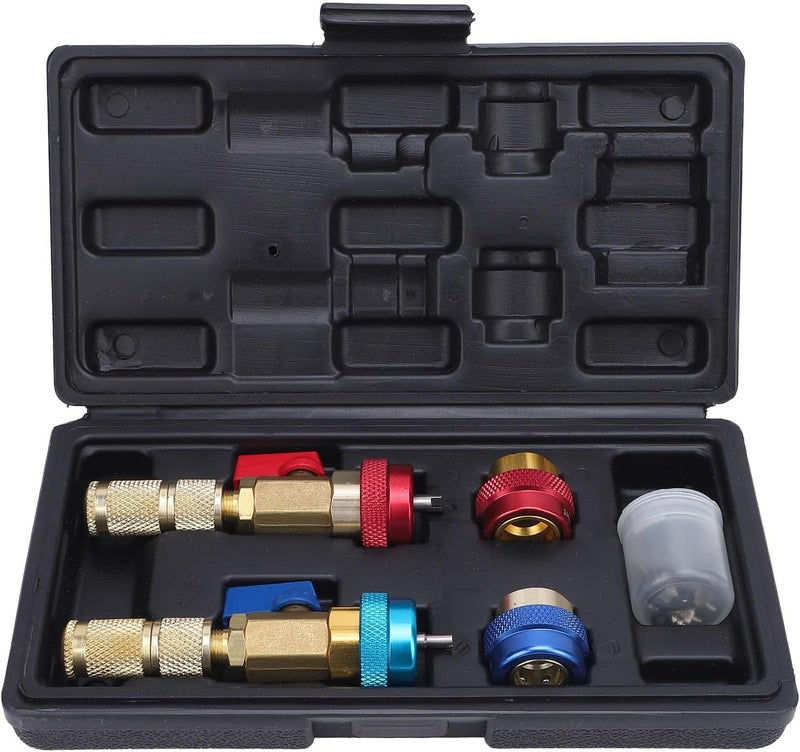 R134A Valve Core Remover and Installer Tool Kit – Quick Connect Brass & Stainless Steel AC Service Tool for Car Air Conditioning Systems - Image 1