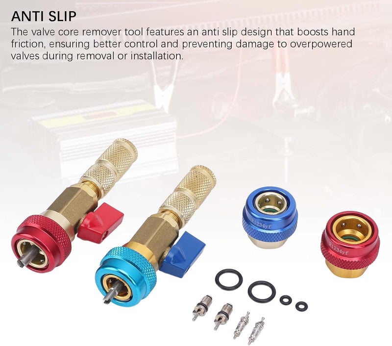 R134A Valve Core Remover and Installer Tool Kit – Quick Connect Brass & Stainless Steel AC Service Tool for Car Air Conditioning Systems - Image 4