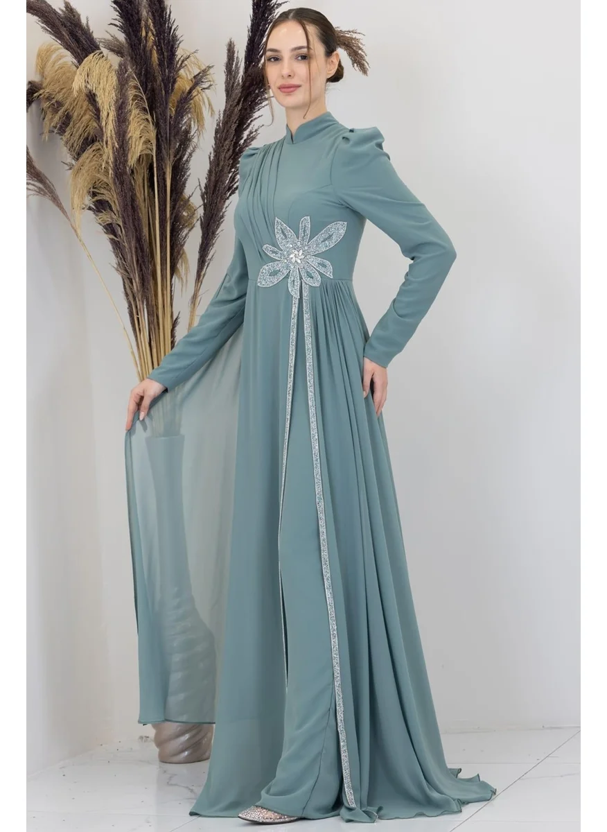 Esilanur Flower Hijab Jumpsuit Mint