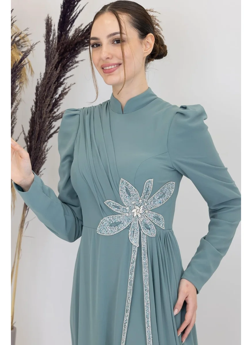 Esilanur Flower Hijab Jumpsuit Mint