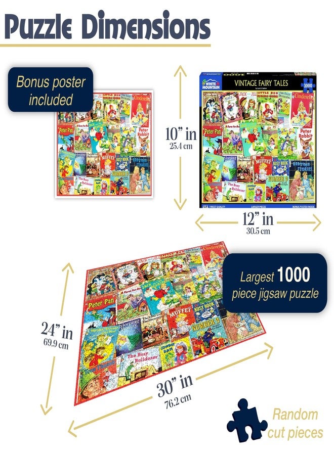White Mountain 1000 Piece Jigsaw Puzzle Nostalgic Childhood Storybooks Collage with Large Pieces Gift for Adults and Family 24"x30" - Vintage Fairy Tales - Image 2