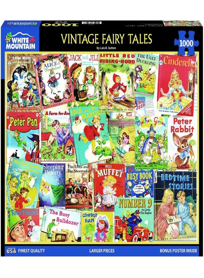 White Mountain 1000 Piece Jigsaw Puzzle Nostalgic Childhood Storybooks Collage with Large Pieces Gift for Adults and Family 24"x30" - Vintage Fairy Tales - Image 1