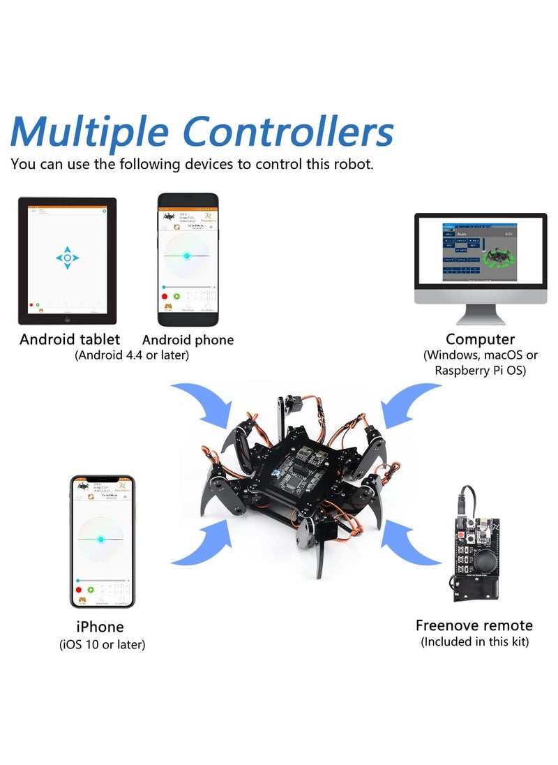 FREENOVE - Freenove Hexapod Robot Kit with Remote Control | Arduino Based Project | Raspberry Pi | Spider Walking Crawling 6 Legged | Detailed Tutorial | Android APP | Wi-Fi Wireless RC 2.4G Servo - Image 1