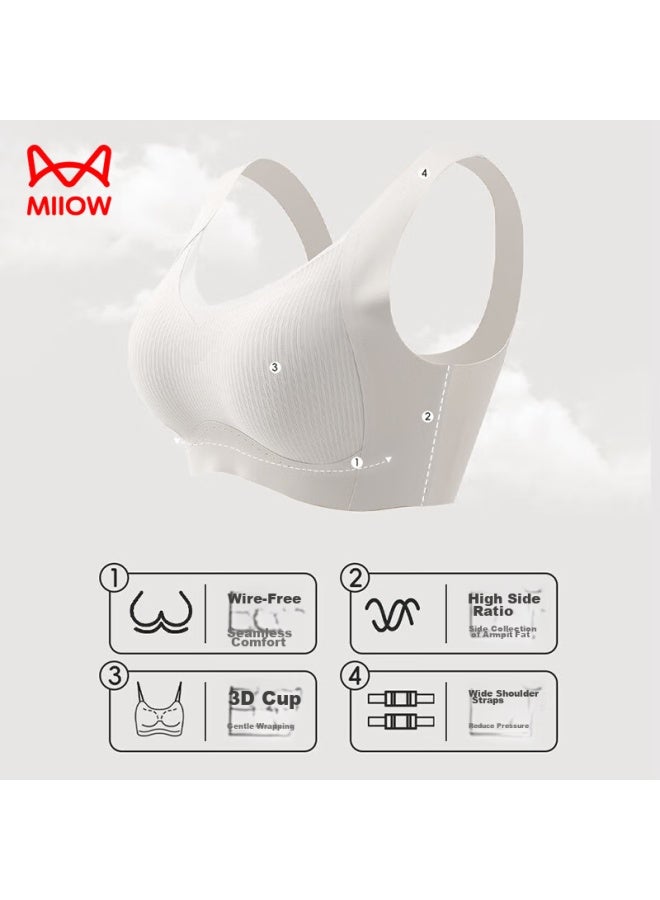 MIIOW Miiow Soft Support Bra For Women, Large Bust Minimizer, Vest-style Bra, Seamless, Wireless, Sexy, Push-up Brassiere, White, Size L - Image 2