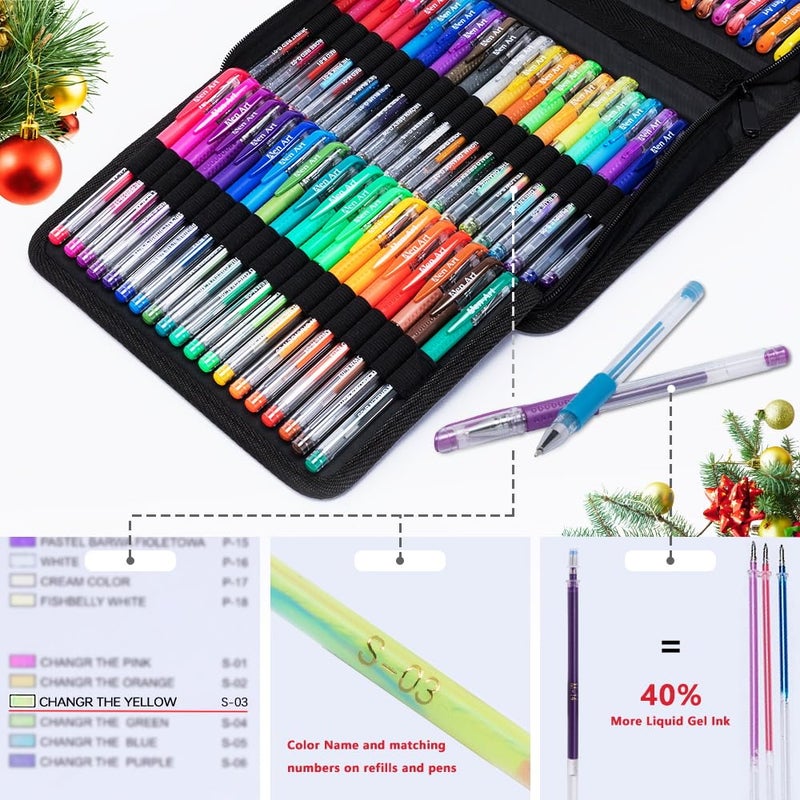 Aen Art Gel Pens for Adult Coloring Books, 160 Pack Artist Colored Gel Pen with 40% More Ink, Black Case. Perfect for Drawing Doodle Crafts Journaling Planner - Image 2