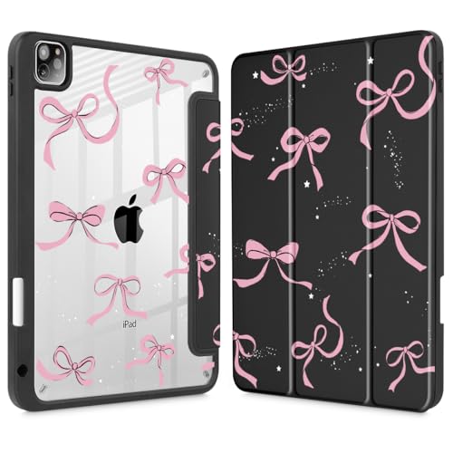 May Chen for iPad Pro 11 inch M2 4th Generation 2022, iPad Pro 11 3rd/2nd/1st Gen, Case with Transparent Shockproof Back Cover [Built-in Pencil Holder, Auto Sleep/Wake, Black Stars Bow - Image 1